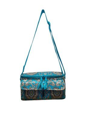 Vera Bradley Women’s Aqua & White Paisley Print Adjustable Strap Lunch Bag